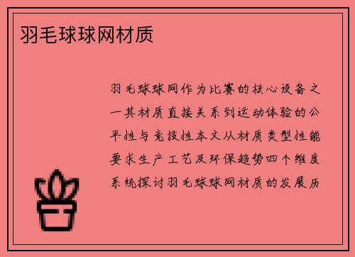 羽毛球球网材质